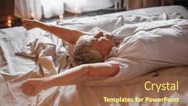  Presentation with older woman - Slide deck enhanced with older-woman-lying-on-bed background and a tawny brown colored foreground