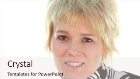  Presentation with older woman - PPT theme with older-woman-portrait-over-white background and a lemonade colored foreground