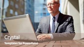  Presentation with cafe - Colorful PPT theme enhanced with older workers - business hot drinks technology backdrop and a coral colored foreground