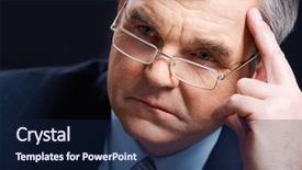  Presentation with thinking - Slides featuring older workers - photo of senior employer thinking background and a navy blue colored foreground