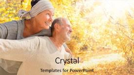  Presentation with old time americana - Presentation consisting of olderr couple in autum time background and a  colored foreground