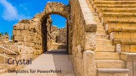  Presentation with ancient israel - Cool new PPT theme with fragment of protective walls backdrop and a coral colored foreground