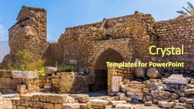  Presentation with ancient israel - Colorful theme enhanced with amphitheater in israel a fragment backdrop and a tawny brown colored foreground