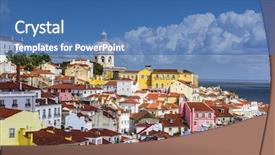  Presentation with skyline - Slides consisting of oldest district of the city background and a teal colored foreground