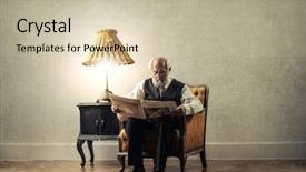  Presentation with newspaper - PPT layouts enhanced with oldies - reading the newspaper at home background and a soft green colored foreground
