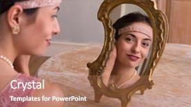  Presentation with 1920s - Cool new slide set with oldies - sensual young woman in 1920s backdrop and a coral colored foreground