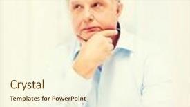  Presentation with old people - Audience pleasing slide deck consisting of oldness business and people concept - stressed old man holding head at home backdrop and a cream colored foreground