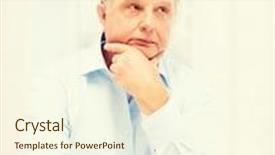  Presentation with old people - Beautiful presentation theme featuring oldness business and people concept - stressed old man holding head at home backdrop and a cream colored foreground