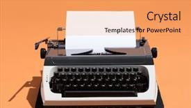  Presentation with page - Presentation theme having oldschool typewriter with a blank background and a coral colored foreground