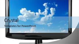  Presentation with flat - Amazing PPT theme having oled - blank flat screen tv set backdrop and a light blue colored foreground