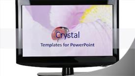  Presentation with blank backgroud - Beautiful PPT theme featuring oled - blank flat screen tv set backdrop and a sky blue colored foreground