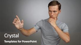  Presentation with transparent screen - Cool new theme with oled - man working with transparent virtual backdrop and a gray colored foreground