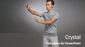  Presentation with oled - Presentation having oled - man working with transparent virtual background and a gray colored foreground