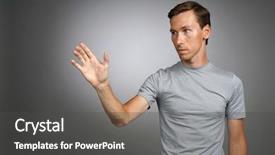  Presentation with transparent screen - PPT theme with oled - man working with transparent virtual background and a dark gray colored foreground