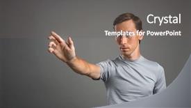  Presentation with transparent screen - Audience pleasing PPT theme consisting of oled - man working with transparent virtual backdrop and a gray colored foreground