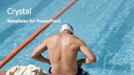  Presentation with swimmer - Beautiful presentation design featuring olimpic swimmer preparing to train backdrop and a  colored foreground