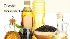  Presentation with olive oil - Beautiful PPT theme featuring olive and sunflower oil backdrop and a blonde colored foreground