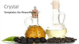  Presentation with olive oil - Cool new PPT layouts with olive and sunflower oil in the small decanters isolated on white backdrop and a white colored foreground