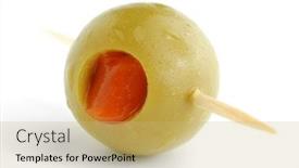  Presentation with olive - Presentation design having olive-and-toothpick-studio-isolated background and a coral colored foreground