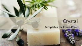  Presentation with natural soap - Amazing theme having olive flower - closeup of natural herbal soap backdrop and a soft green colored foreground