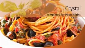  Presentation with spaghetti - Amazing theme having olive food - spaghetti alla puttanesca backdrop and a gold colored foreground