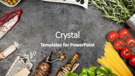  Presentation with italian food - Slide deck enhanced with italian food ingredients background and a gray colored foreground