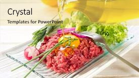  Presentation with olive - Colorful slides enhanced with olive mill - tartare meat backdrop and a  colored foreground