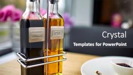 Presentation with olive oil - PPT theme having olive-oil-and-balsamic-vinegar background and a dark gray colored foreground