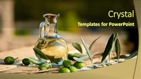  Presentation with olive oil - Presentation having olive-oil-and-berries background and a tawny brown colored foreground