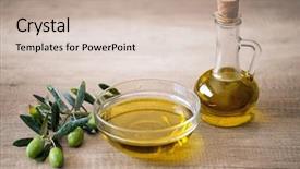  Presentation with agriculture olive oil - Cool new presentation with olive oil and fresh olive backdrop and a soft green colored foreground