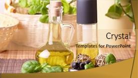  Presentation with seed oil - PPT theme having olive oil and grape seed background and a coral colored foreground
