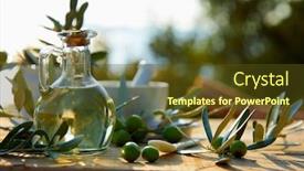  Presentation with olive green - Colorful presentation enhanced with vegetarian - olive oil and green olives backdrop and a tawny brown colored foreground