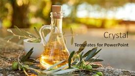  Presentation with olive oil - Audience pleasing PPT theme consisting of olive-oil-and-olive-berries backdrop and a yellow colored foreground