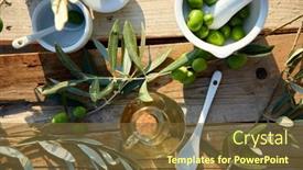  Presentation with olive branch - Presentation with olive-oil-and-olive-branch background and a tawny brown colored foreground