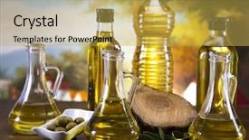  Presentation with olive oil - Theme consisting of olive-oil-and-olives background and a yellow colored foreground