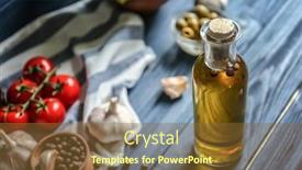 Presentation with olive oil - Beautiful presentation theme featuring olive-oil-and-some-spices backdrop and a tawny brown colored foreground