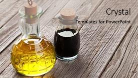  Presentation with olive oil - Beautiful slide deck featuring olive oil and vinegar bottles backdrop and a mint green colored foreground