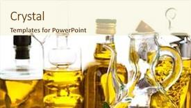  Presentation with extra virgin olive oil - Slide deck consisting of olive oil bottles and jars background and a  colored foreground
