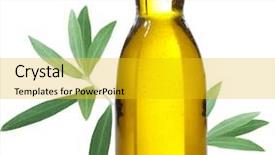  Presentation with olive oil bottle - Amazing presentation theme having olive oil in a bottle backdrop and a gold colored foreground