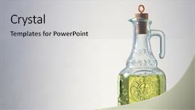  Presentation with olive oil - Colorful slide set enhanced with olive oil in bottles on the white background backdrop and a light gray colored foreground