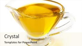  Presentation with olive oil - Colorful presentation design enhanced with olive oil in gravy boat backdrop and a blonde colored foreground