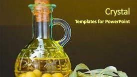  Presentation with olive - Beautiful PPT theme featuring olive oil in jar backdrop and a tawny brown colored foreground