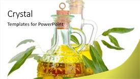  Presentation with olive - PPT theme having olive oil in jars and olives isolated on white background and a white colored foreground