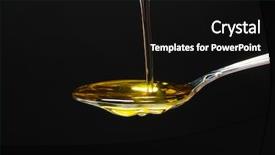  Presentation with olive oil - Beautiful presentation theme featuring olive oil in spoon on black background backdrop and a black colored foreground