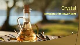  Presentation with olive oil bottle - Cool new presentation design with olive-oil-in-the-bottle backdrop and a tawny brown colored foreground