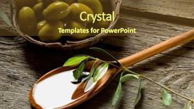  Presentation with olive oil - Beautiful theme featuring olive oil over spoon backdrop and a tawny brown colored foreground