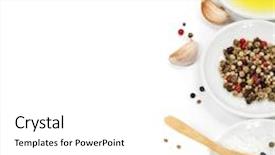  Presentation with olive oil - PPT theme with fresh herbs and spices background and a white colored foreground