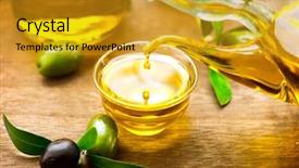  Presentation with olive oil bottle - Slide deck having oil dieting concept healthy food background and a gold colored foreground