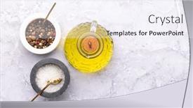  Presentation with table salt - Theme with olive-oil-salt-and-pepper background and a sky blue colored foreground