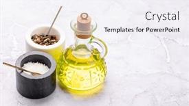  Presentation with table salt - Slide deck consisting of olive-oil-salt-and-pepper background and a sky blue colored foreground